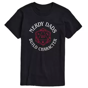 Мужская футболка Nerdy Dads Build Персонаж Dungeons & Dragons D20 с графическим рисунком Licensed Character, черный