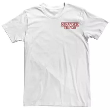 Мужская футболка Netflix Stranger Things с однотонным логотипом на левой груди Licensed Character