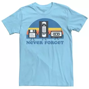 Мужская футболка Never Forget Retro Media с графикой Licensed Character, цвет Light Blue