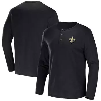 Мужская футболка NFL x Darius Rucker Collection от Fanatics Black New Orleans Saints Slub Jersey Футболка с длинными рукавами Henley