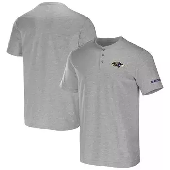 Мужская футболка NFL x Darius Rucker Collection от Fanatics Heather Grey Baltimore Ravens Henley