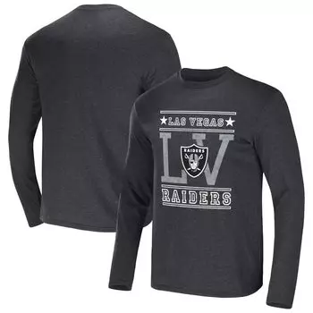 Мужская футболка NFL x Darius Rucker Collection от Fanatics Heathered Charcoal Las Vegas Raiders с длинным рукавом