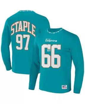 Мужская футболка nfl x staple teal miami dolphins core с длинным рукавом в стиле джерси NFL Properties, бирюзовый