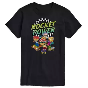Мужская футболка Nickelodeon Rocket Power Skating с графическим принтом Licensed Character, черный