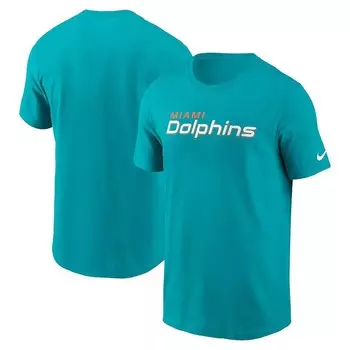 Мужская футболка Nike Aqua Miami Dolphins Primetime Wordmark Essential, цвет Dol Turq A