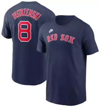 Мужская футболка Nike Boston Red Sox Carl Yastrzemski #8 темно-синяя Cooperstown