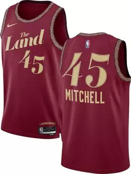 Мужская футболка Nike City Edition Cleveland Cavaliers Donovan Mitchell № 45 Red Swingman 2023-24