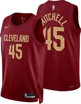 Мужская футболка Nike Cleveland Cavaliers Donovan Mitchell № 45 красная Dri-FIT Swingman