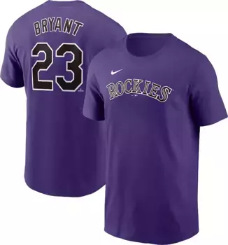 Мужская футболка Nike Colorado Rockies Kris Bryant #23 фиолетовая