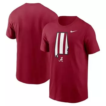 Мужская футболка Nike Crimson Alabama Crimson Tide Campus State Shape, цвет Ala Red