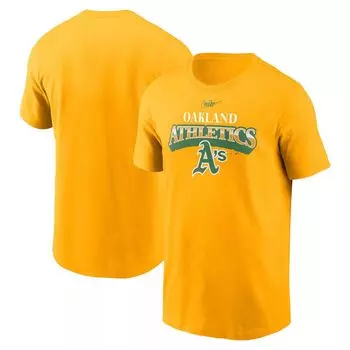 Мужская футболка Nike Gold Oakland Athletics Cooperstown Collection Rewind Arch