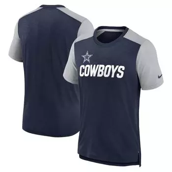 Мужская футболка Nike Heathered Navy/Heathered Grey Dallas Cowboys Color Block Team Name