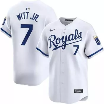 Мужская футболка Nike Kansas City Royals Bobby Witt Jr. #7 White Limited Vapor