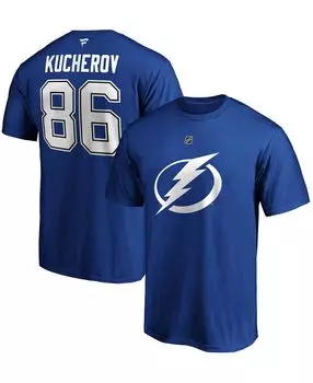 Мужская футболка nikita kucherov blue tampa bay lightning team authentic с именем и номером стека Fanatics, синий