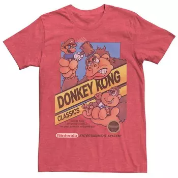 Мужская футболка Nintendo Donkey Kong Classics Box Art Licensed Character, цвет Red Heather