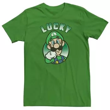 Мужская футболка Nintendo Luigi Lucky с короткими рукавами ко Дню Святого Патрика Licensed Character