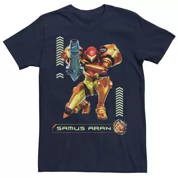 Мужская футболка Nintendo Metriod Samus Aran Kneel Blaster с детальным графическим рисунком Licensed Character