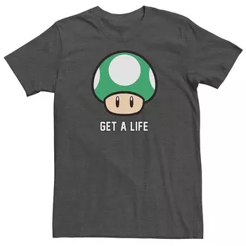 Мужская футболка Nintendo Super Mario 1-Up с грибами Get A Life Licensed Character, цвет Char Hthr