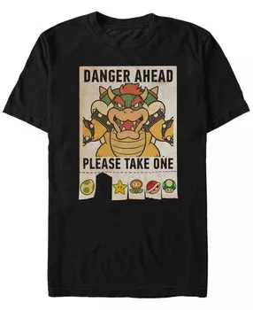 Мужская футболка Nintendo Super Mario Bowser Danger Ahead с короткими рукавами Fifth Sun