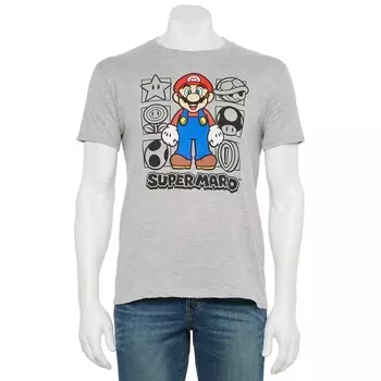 Мужская футболка Nintendo Super Mario Full Loaded Licensed Character, серый