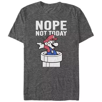 Мужская футболка Nintendo Super Mario Warp Pipe Nope Not Today с графическим рисунком и портретом Licensed Character, цвет Grey Other