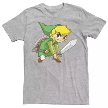 Мужская футболка Nintendo Zelda Spirit Tracks Link Sword Pose Licensed Character