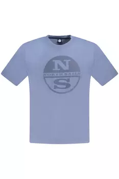 Мужская футболка North Sails хлопковая с фирменным принтом, светло-синий