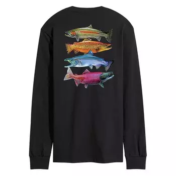 Мужская футболка Northwaters Fish с длинными рукавами и рисунком Licensed Character, черный