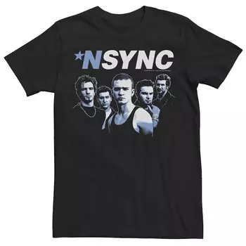 Мужская футболка Nsync синего оттенка с портретом Licensed Character, черный