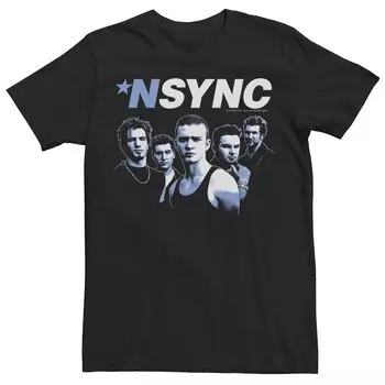 Мужская футболка Nsync синего оттенка с портретом Licensed Character