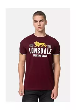 Мужская футболка обычного кроя BLAGH LONSDALE, цвет Oxblood/yellow/white