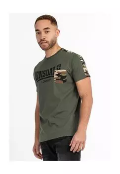 Мужская футболка обычного кроя HUXTER LONSDALE, оливково-черный