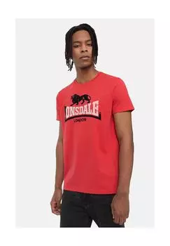 Мужская футболка обычного кроя LUBCROY LONSDALE, цвет Red/navy/sand
