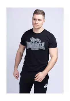 Мужская футболка обычного кроя YETTINGTON LONSDALE, черно-бело-серый