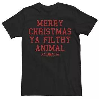 Мужская футболка «Один дома» с надписью «Merry Christmas Ya Filthy Animal» Licensed Character, черный