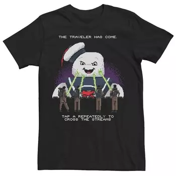 Мужская футболка «Охотники за привидениями» с надписью «Cross The Streams» 8-битная Licensed Character, черный