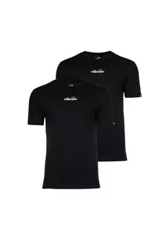 Мужская футболка, OLLIO, 2 шт. - верх, хлопок, круглый вырез, короткая, логотип, однотонная ellesse, черный