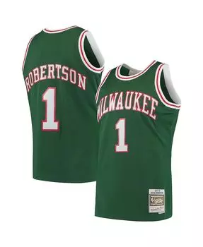 Мужская футболка oscar robertson green milwaukee bucks hardwood classics 1971-72 swingman jersey Mitchell & Ness, зеленый