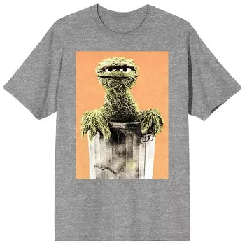 Мужская футболка Oscar the Grouch Trash Can Licensed Character, серый