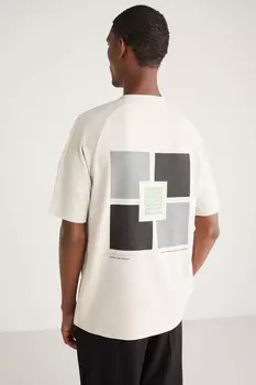 Мужская футболка оверсайз Graham со специальной текстурой и принтом GRIMELANGE, серый