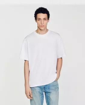 Мужская футболка оверсайз из хлопка Sandro, белый