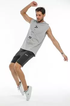 Мужская футболка оверсайз с капюшоном и плотным принтом SPR21Y07 Sperlife, светло-серый