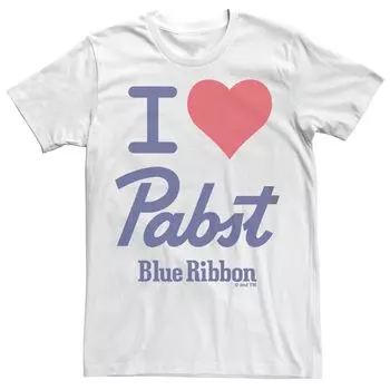 Мужская футболка Pabst Blue Ribbon Beer I Heart Pabst Blue Ribbon Beer с логотипом Licensed Character
