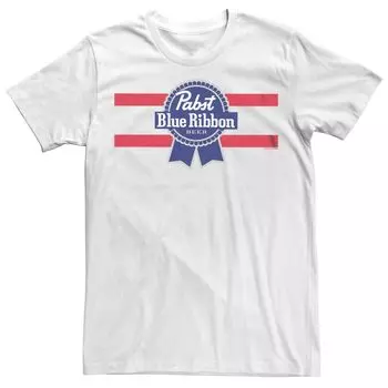 Мужская футболка Pabst Blue Ribbon Beer с красными полосками и логотипом Licensed Character