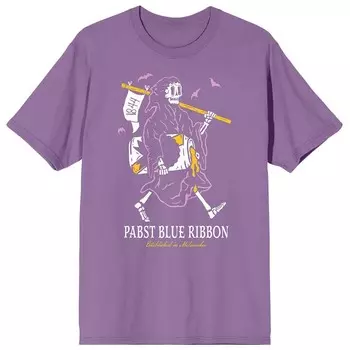 Мужская футболка Pabst Blue Ribbon Halloween Skelton с рисунком пива Licensed Character, фиолетовый