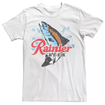 Мужская футболка Pabst Rainier Beer Salmon Splashing с рисунком Licensed Character