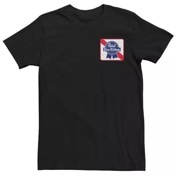 Мужская футболка Pabst с синей лентой и маленьким квадратным логотипом Licensed Character