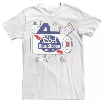 Мужская футболка Pabst с синей лентой и плакатом в стиле поп-арт Ride Licensed Character