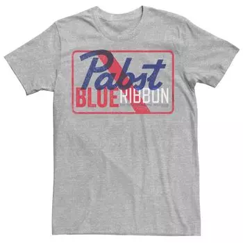 Мужская футболка Pabst с синей лентой и резиновым штампом с типографским наложением Licensed Character