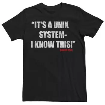 Мужская футболка «Парк Юрского периода» с цитатой из системы Unix Licensed Character